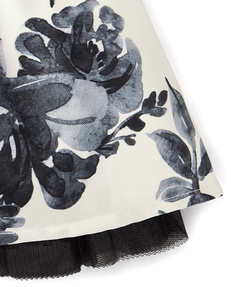 Toddler Girls Floral Velour Fit And Flare Dress