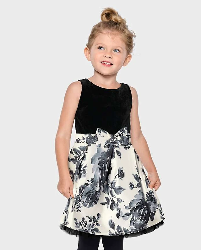 The Children's Place Toddler Girls Floral Velour Fit And Flare Dress |  Liberty Center