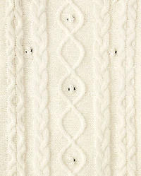 Girls Beaded Cable Knit Sweater Dress