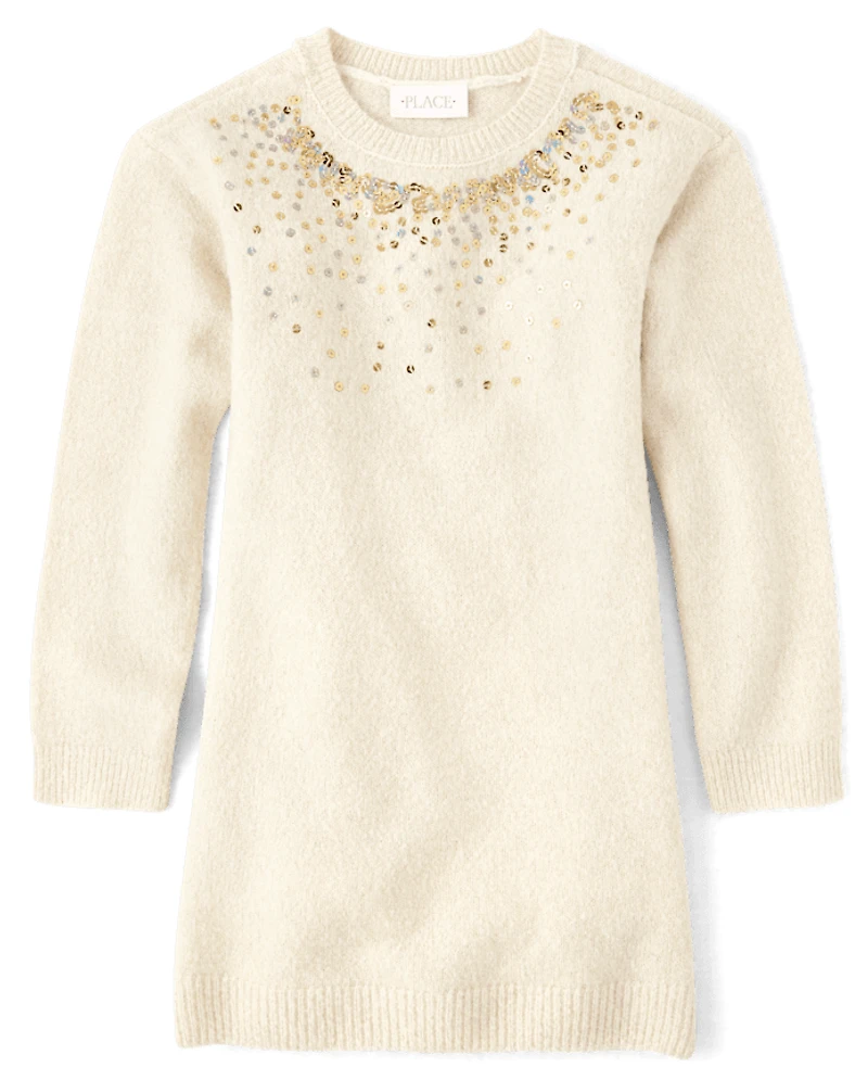 Girls Sequin Sweater Dress
