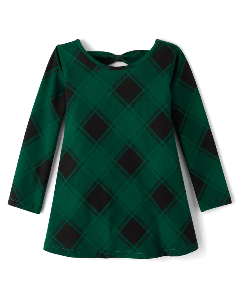 Baby And Toddler Girls Plaid Bow Back Dress