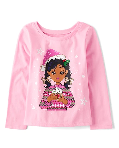 Baby And Toddler Girls Christmas Girl Graphic Tee