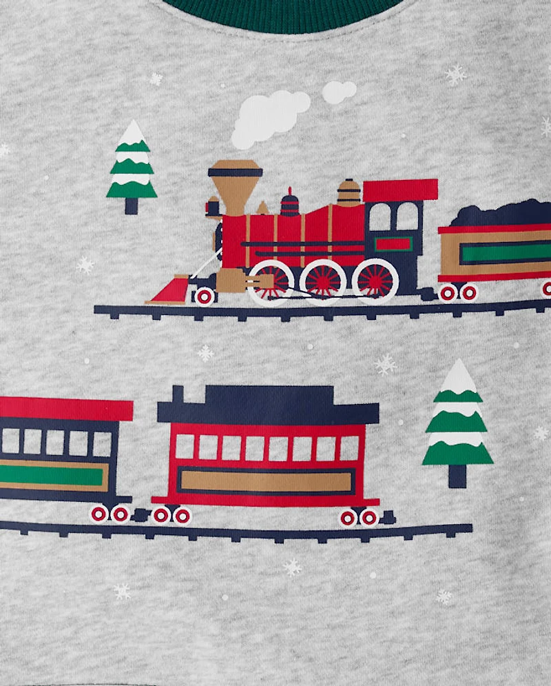 Baby And Toddler Boys Train Premium Fleece 2-Piece Outfit Set