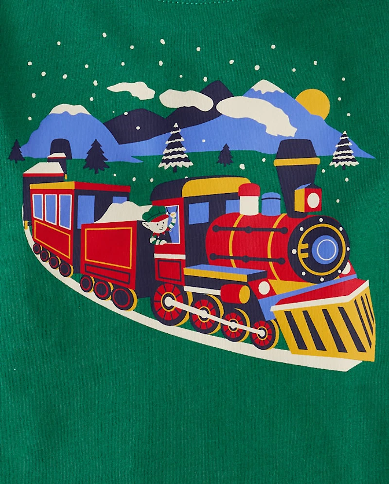 Haut à volants motifs de train pour bébés et petits garçons