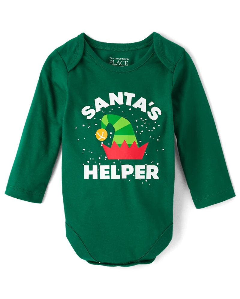 Baby Boys Santa's Helper Graphic Bodysuit