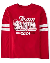 T-shirt graphique assorti pour enfants, équipe familiale du Père Noël 2024