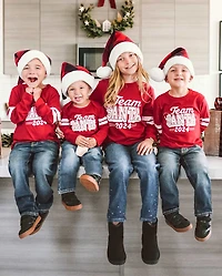Kids Matching Family Team Santa Face 2024 Graphic Tee