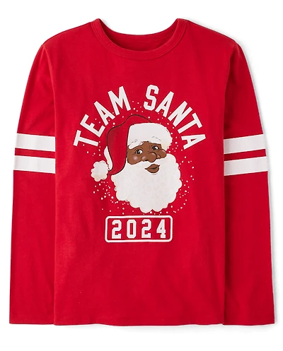 Kids Matching Family Team Santa Face 2024 Graphic Tee