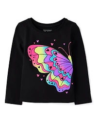 Baby And Toddler Girls Rainbow Butterfly Graphic Tee