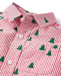 Baby And Toddler Boys Print Poplin Button Up Shirt