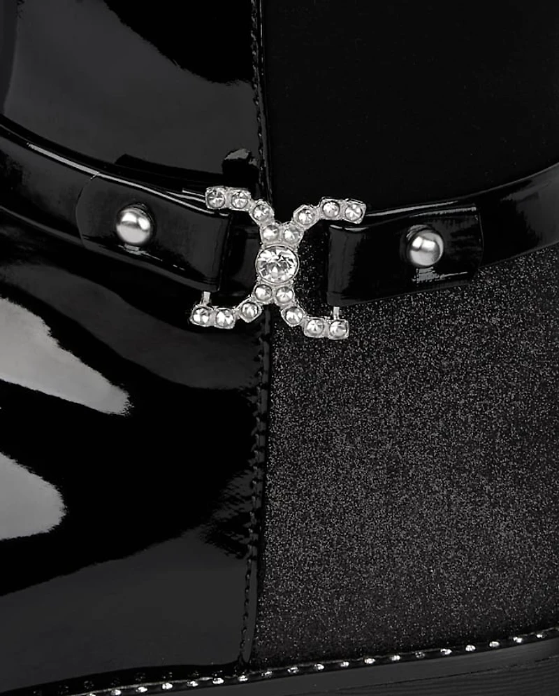 Girls Jeweled Buckle Tall Boots