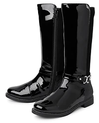 Girls Jeweled Buckle Tall Boots