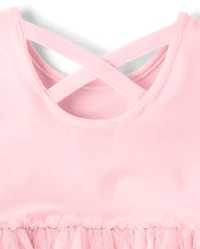 Baby And Toddler Girls Cross Back Glitter Velour Tutu Dress