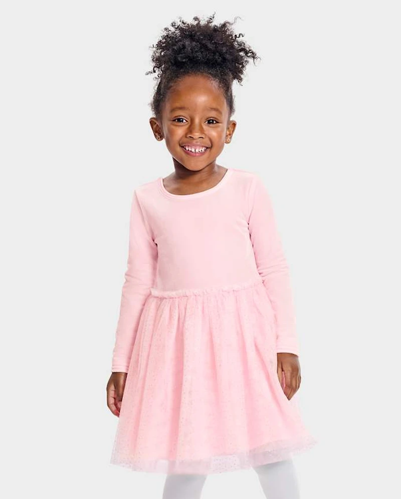 Baby And Toddler Girls Cross Back Glitter Velour Tutu Dress