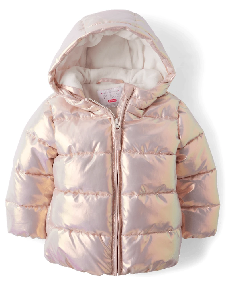 Toddler Girls High Shine Quilted Puffer Jacker