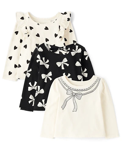 Toddler Girls Bow Top 3-Pack
