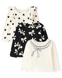 Toddler Girls Bow Top 3-Pack