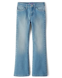 Girls Studded Flare Jeans