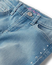 Jean évasé Fille Clouté