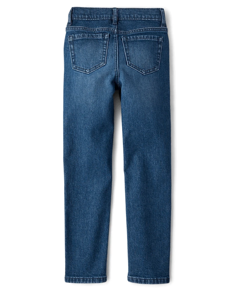 Girls Rhinestone Straight Jeans