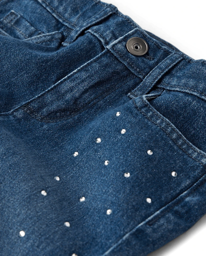 Girls Rhinestone Straight Jeans