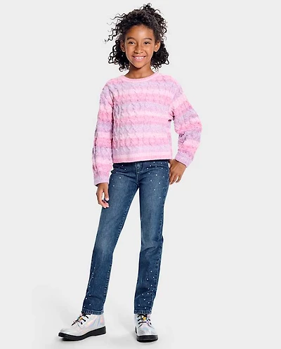 Girls Rhinestone Straight Jeans