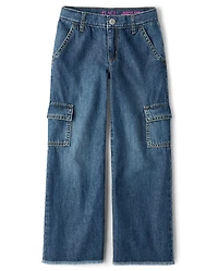 Girls Cargo Wide Leg Jeans
