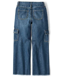 Girls Cargo Wide Leg Jeans