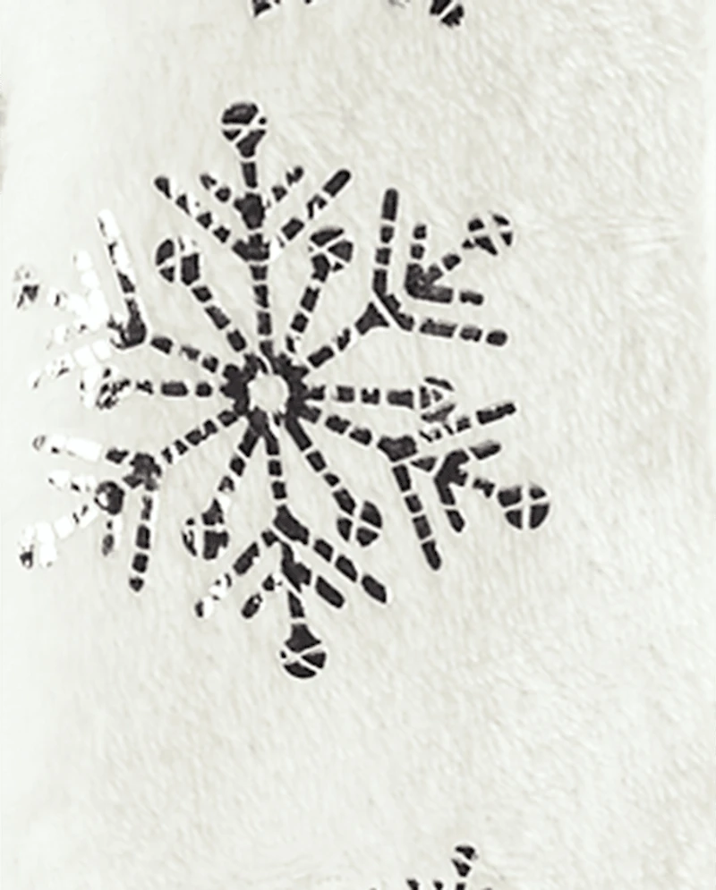 Baby And Toddler Girls Foil Snowflake Fleece Footed One Piece Pajamas