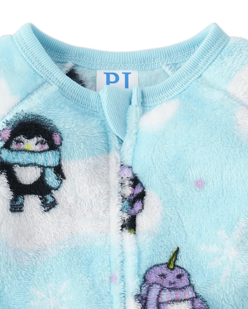 Pyjama une pièce d'hiver pour bébés et petites filles, motif animaux - Douceur polaire