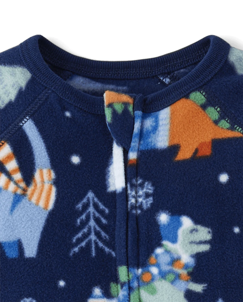 Pyjama une pièce en microfibre polaire à motifs de dinosaures pour bébés et petits garçons