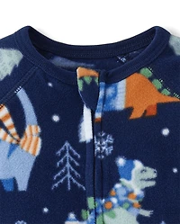Pyjama une pièce en microfibre polaire à motifs de dinosaures pour bébés et petits garçons