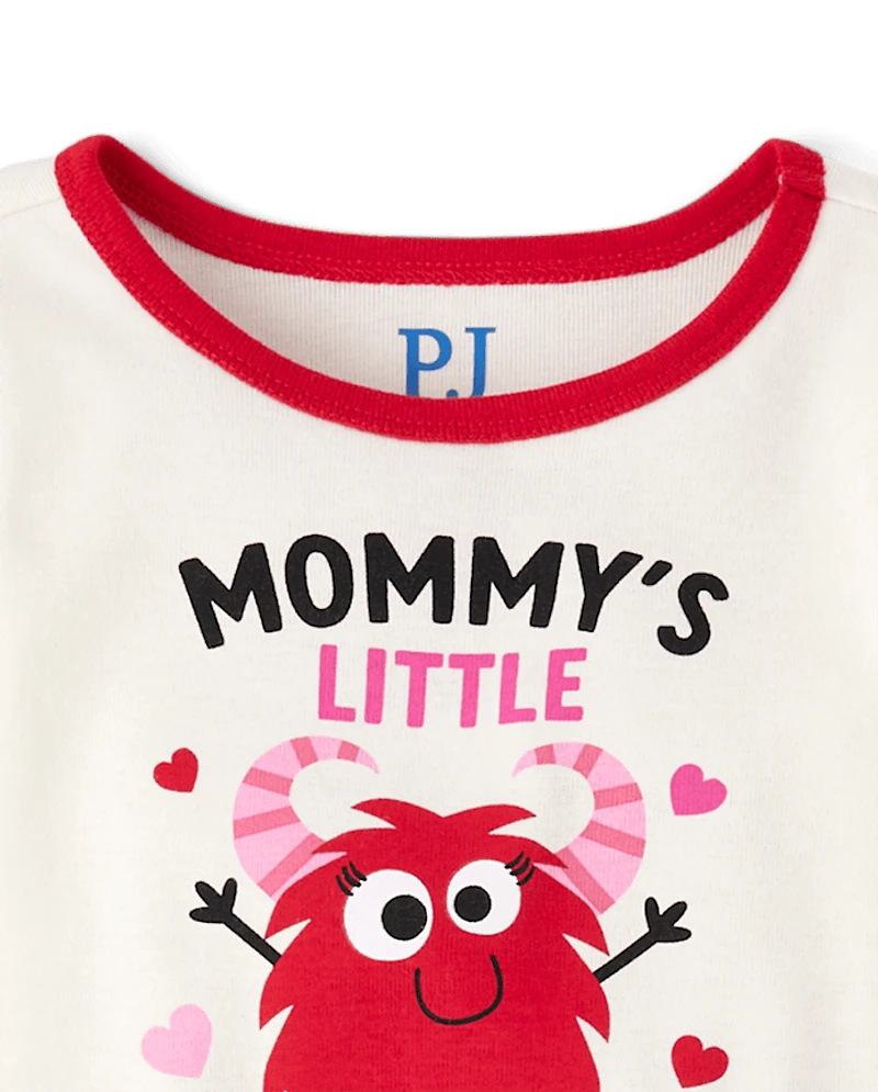 Pyjama en coton ajusté « Monstres de maman » pour bébés et petites filles