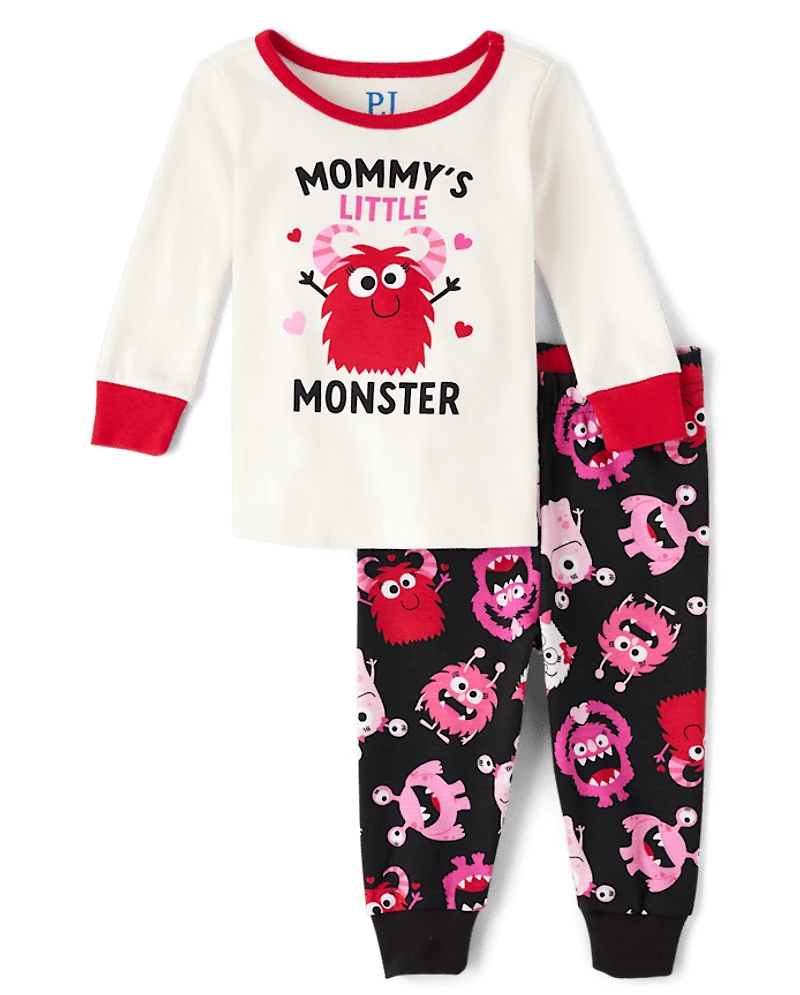Baby And Toddler Girls Mommy's Monster Snug Fit Cotton Pajamas