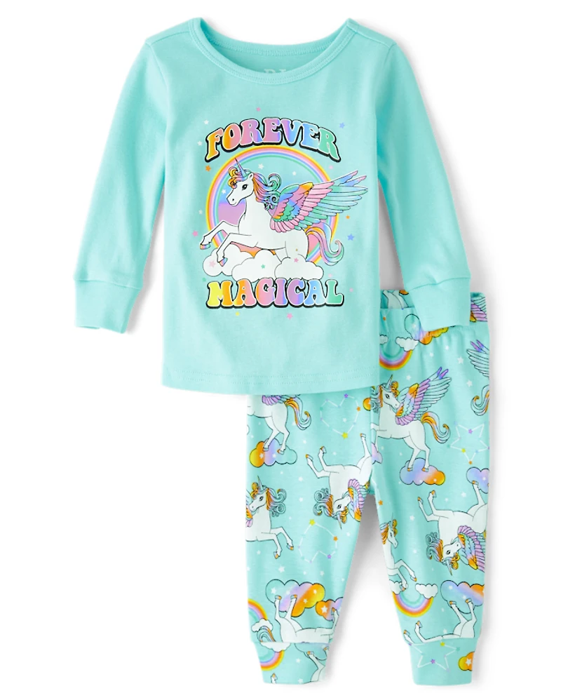 Baby And Toddler Girls Unicorn Snug Fit Cotton Pajamas