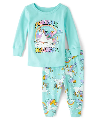 Baby And Toddler Girls Unicorn Snug Fit Cotton Pajamas