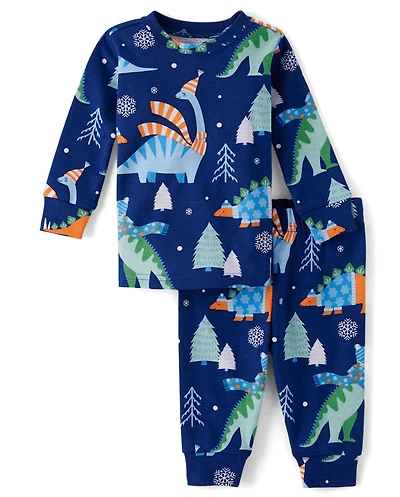 Baby And Toddler Boys Winter Dino Snug Fit Cotton Pajamas