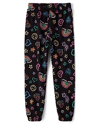 Girls Print Fleece Jogger Pants