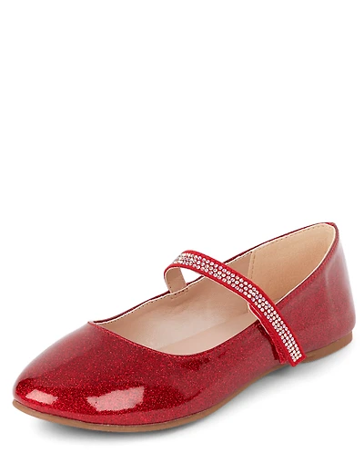 Girls Jeweled Glitter Ballet Flats
