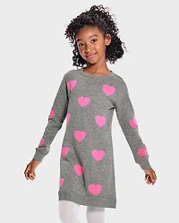 Girls Heart Sweater Dress