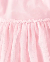 Girls Cross Back Glitter Velour Tutu Dress