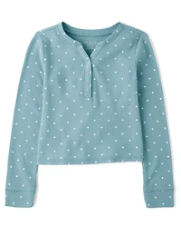 Haut Henley thermique imprimé pour filles