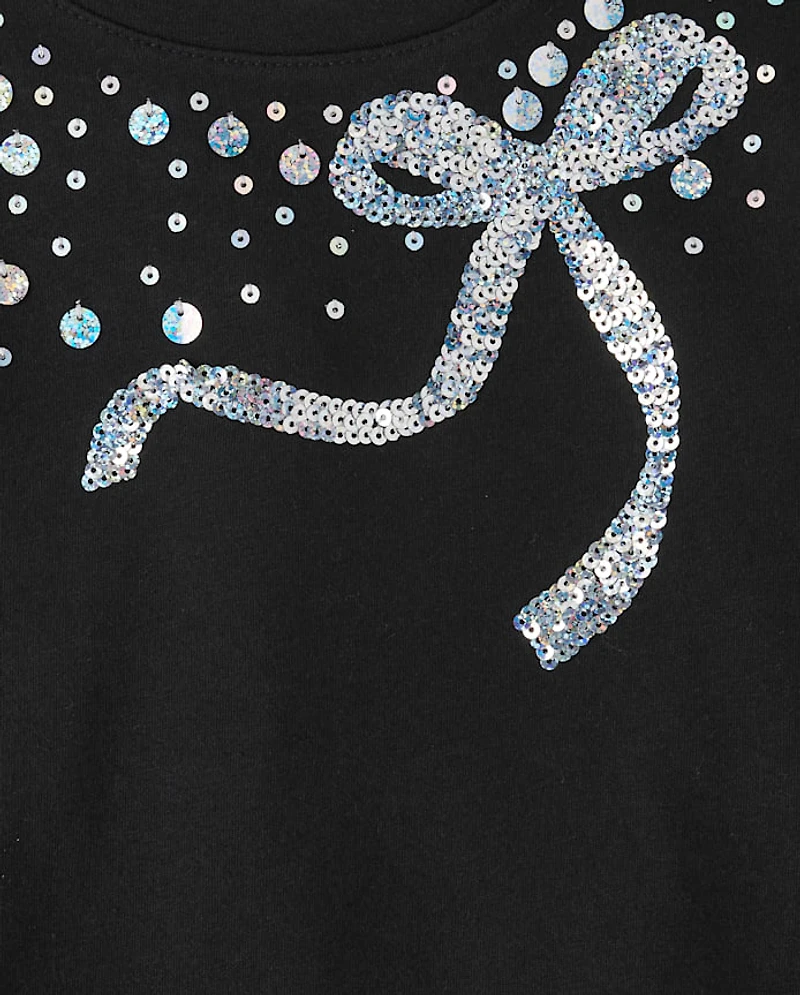 Girls Sequin Bar Back Graphic Top