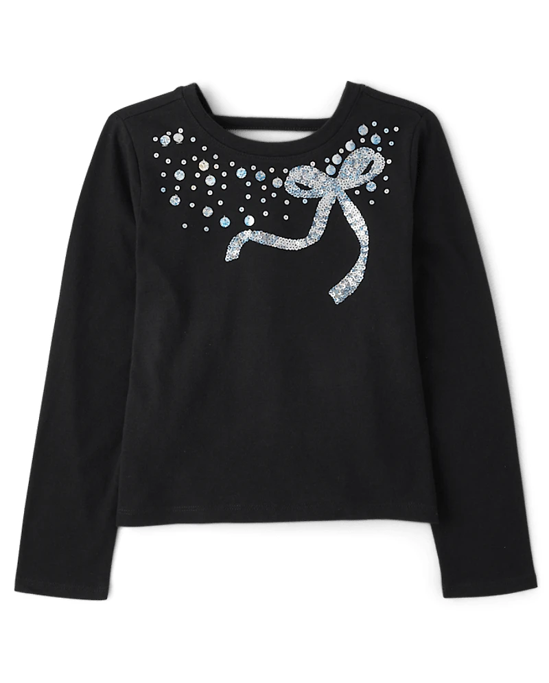 Girls Sequin Bar Back Graphic Top