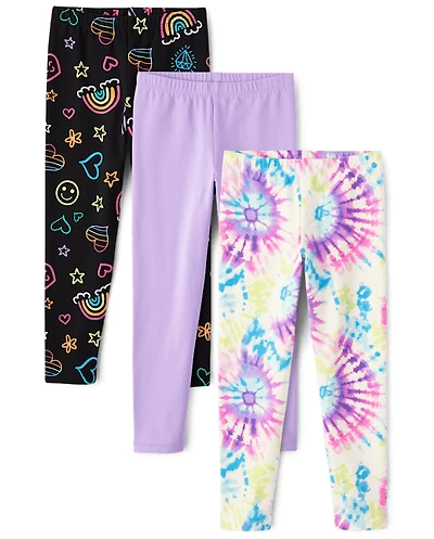 Girls Print Leggings 3-Pack