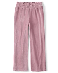 Girls Ribbed Velour Wide Leg Pants