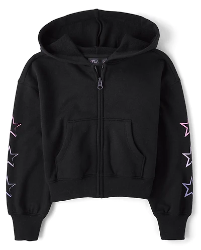 Fille imprimé molleton Zip Up Kangourous