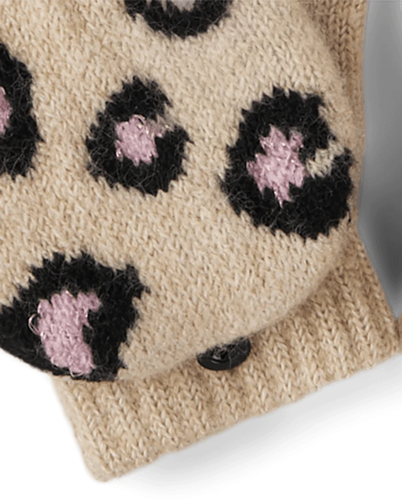 Girls Intarsia Leopard 2-Piece Cold Weather Set