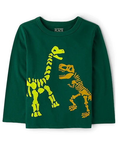T-shirt graphique squelettes de dinosaures pour bébés et tout-petits garçons