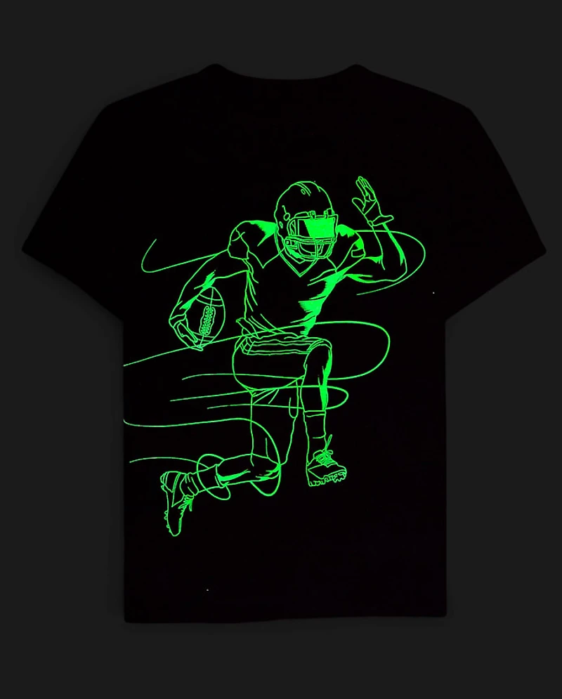 Boys Glow Football Player Graphic Tee